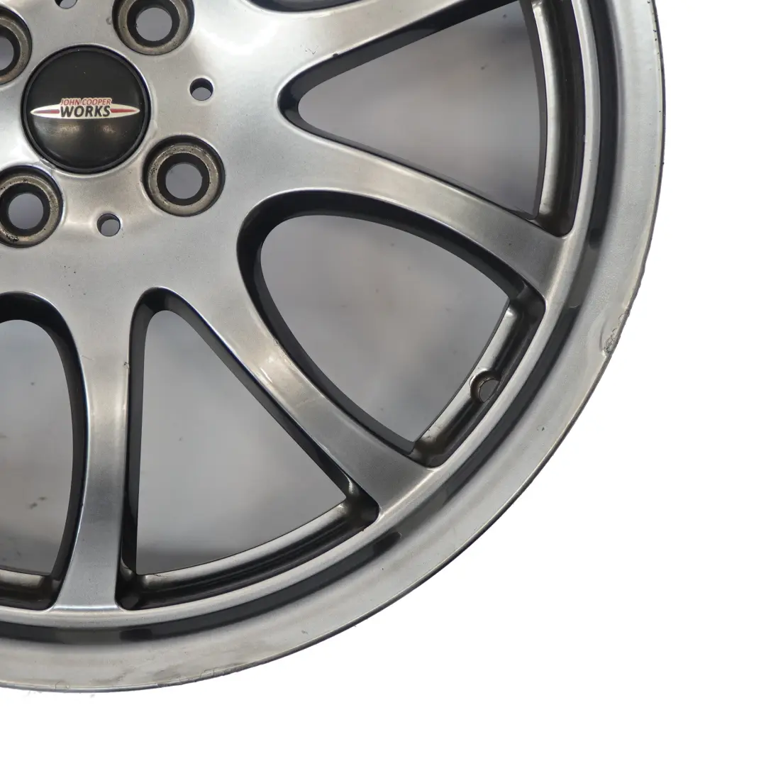 Alloy Rim Bright Silver 18" 7J ET:52 to Mini R50 R53 R55 R56 JCW Wheel with Part number 6777973 Mini R50 R53 R55 R56 JCW Wheel Alloy Rim Bright Silver 18" 7J ET:52 - SKU 6777973-3 - Part number 6777973