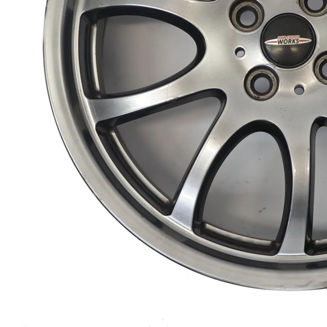 Alloy Rim Bright Silver 18" 7J ET:52 to Mini R50 R53 R55 R56 JCW Wheel with Part number 6777973 Mini R50 R53 R55 R56 JCW Wheel Alloy Rim Bright Silver 18" 7J ET:52 - SKU 6777973-3 - Part number 6777973