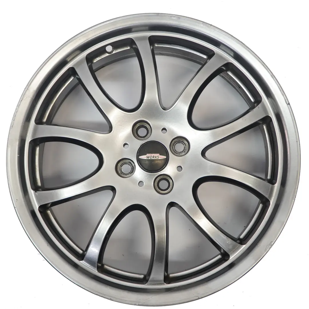 Alloy Rim Bright Silver 18" 7J ET:52 to Mini R50 R53 R55 R56 JCW Wheel with Part number 6777973 Mini R50 R53 R55 R56 JCW Wheel Alloy Rim Bright Silver 18" 7J ET:52 - SKU 6777973-4 - Part number 6777973