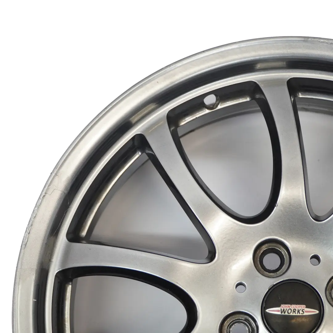 Alloy Rim Bright Silver 18" 7J ET:52 to Mini R50 R53 R55 R56 JCW Wheel with Part number 6777973 Mini R50 R53 R55 R56 JCW Wheel Alloy Rim Bright Silver 18" 7J ET:52 - SKU 6777973-4 - Part number 6777973