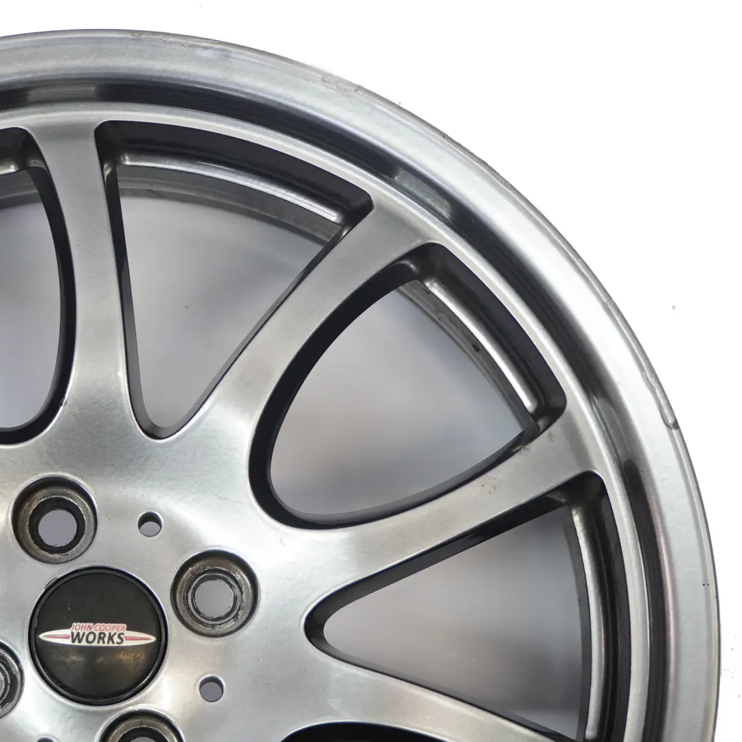 Alloy Rim Bright Silver 18" 7J ET:52 to Mini R50 R53 R55 R56 JCW Wheel with Part number 6777973 Mini R50 R53 R55 R56 JCW Wheel Alloy Rim Bright Silver 18" 7J ET:52 - SKU 6777973-4 - Part number 6777973