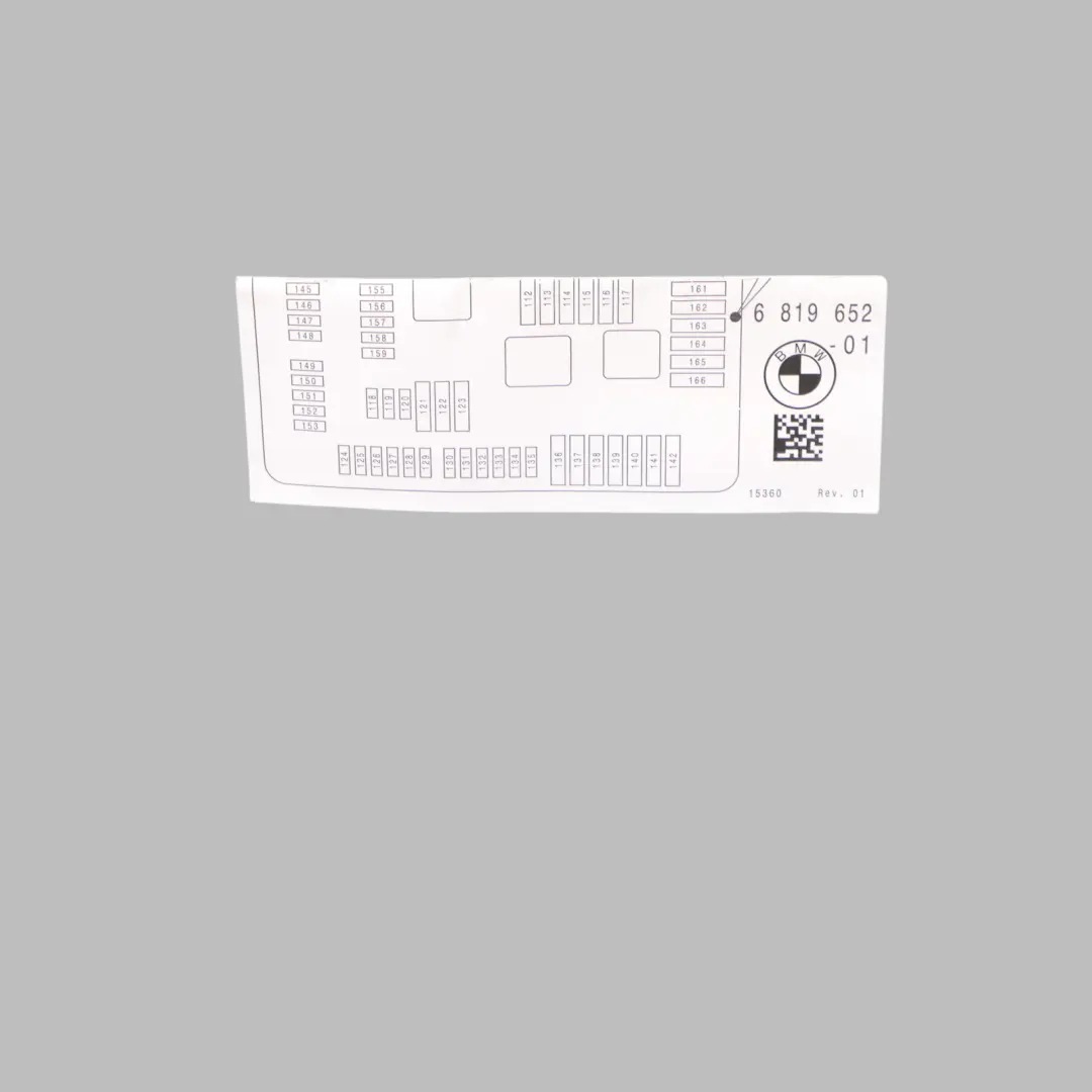 Diagrama Tarjeta Agrupación Caja Fusibles para BMW F15 F16 F85 F86 con número de pieza 6819652 BMW F15 F16 F85 F86 Diagrama Tarjeta Agrupación Caja Fusibles - SKU 6819652 - Número de pieza 6819652