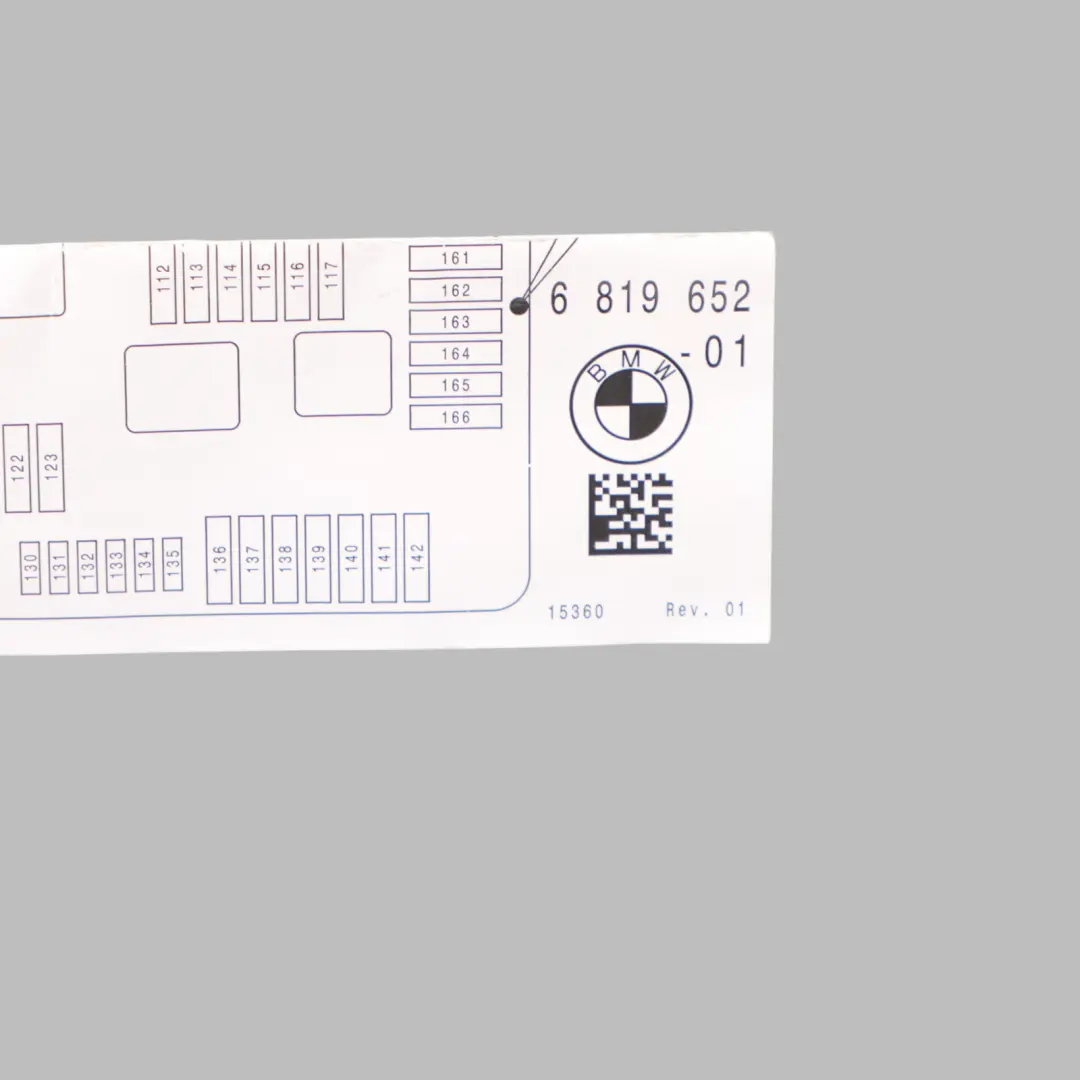  Map Fuse Box BMW F15 F16 F85 F86 Grouping Diagram Card - SKU 6819652 - Part number 6819652