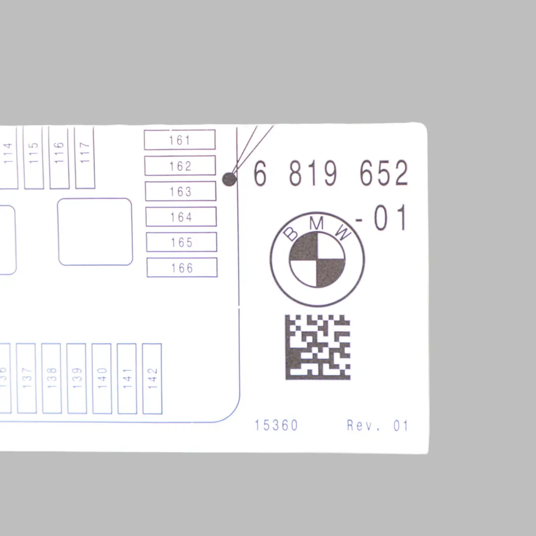 Schemat Skrzynki Bezpieczników Karta Schematu do BMW F15 F16 F85 F86 o numerze 6819652 BMW F15 F16 F85 F86 Schemat Skrzynki Bezpieczników Karta Schematu - SKU 6819652 - Numer Części 6819652