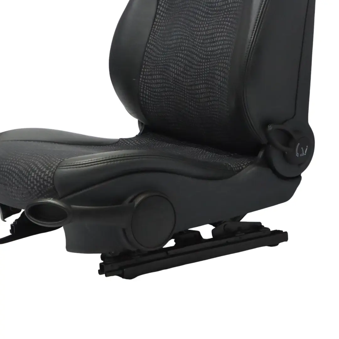 Front Left N/S Interior Half Leather Kaleido Panther Black to Mini Cooper R50 Seat with Part number 7073081 Mini Cooper R50 Seat Front Left N/S Interior Half Leather Kaleido Panther Black - SKU 7073081-3 - Part number 7073081