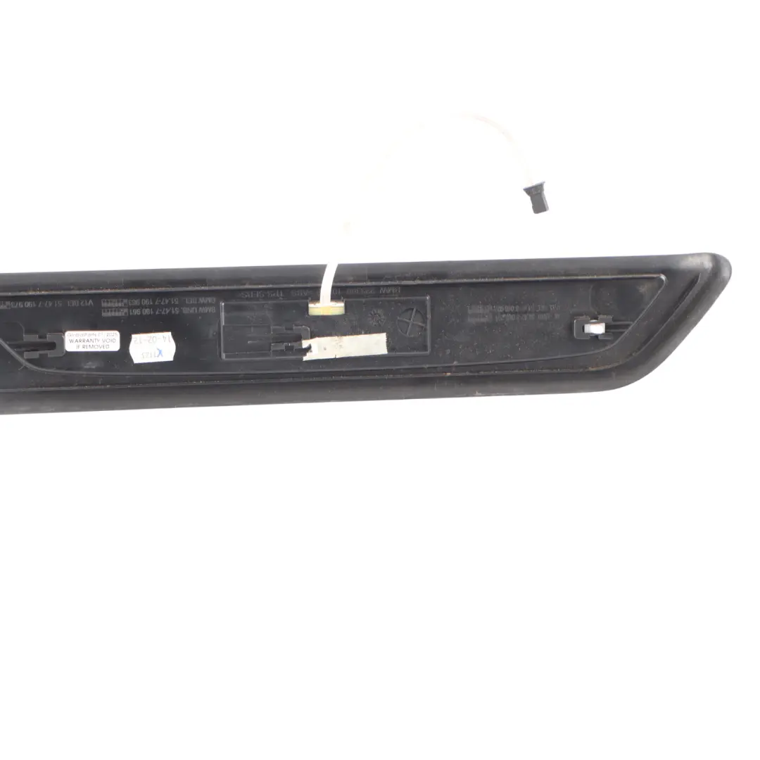 Door Entry Cover Sill Strip Trim Illuminated Left N/S to BMW F02 Rear with Part number 7190963 BMW F02 Rear Door Entry Cover Sill Strip Trim Illuminated Left N/S - SKU 7190963 - Part number 7190963