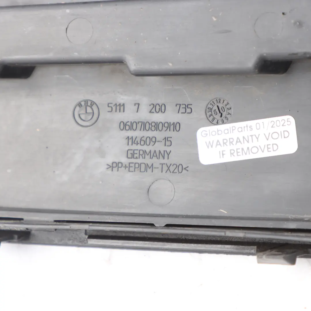 Front Bumper Centre Bottom Grille Chrome Left N/S to BMW F07 GT with Part number 7200735 BMW F07 GT Front Bumper Centre Bottom Grille Chrome Left N/S - SKU 7200735 - Part number 7200735