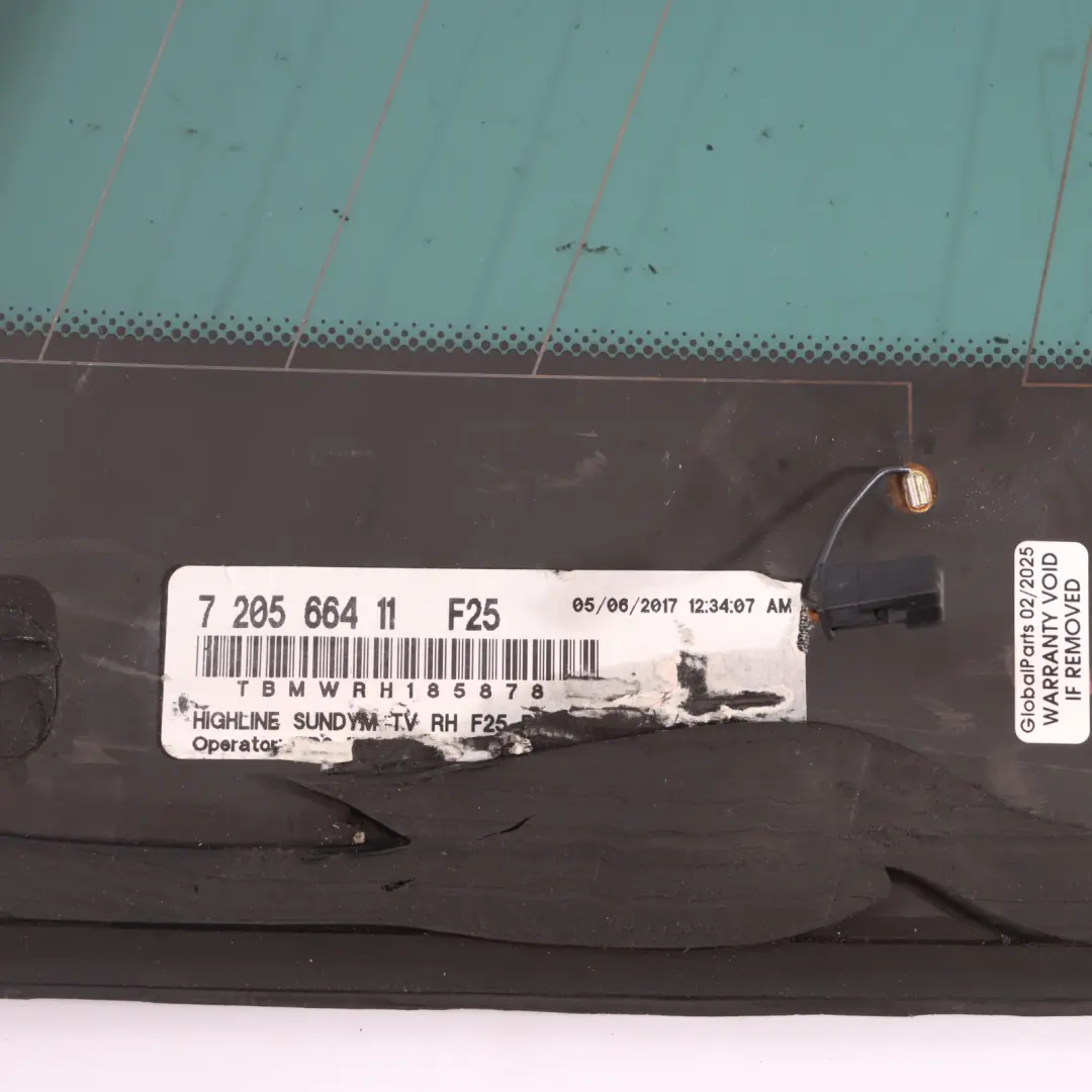 Window Fixed Glass Side Quarter Rear Right O/S AS3 Black SSG 7205646 to BMW X3 F25 with Part number 7205664 BMW X3 F25 Window Fixed Glass Side Quarter Rear Right O/S AS3 Black SSG 7205646 - SKU 7205664 - Part number 7205664