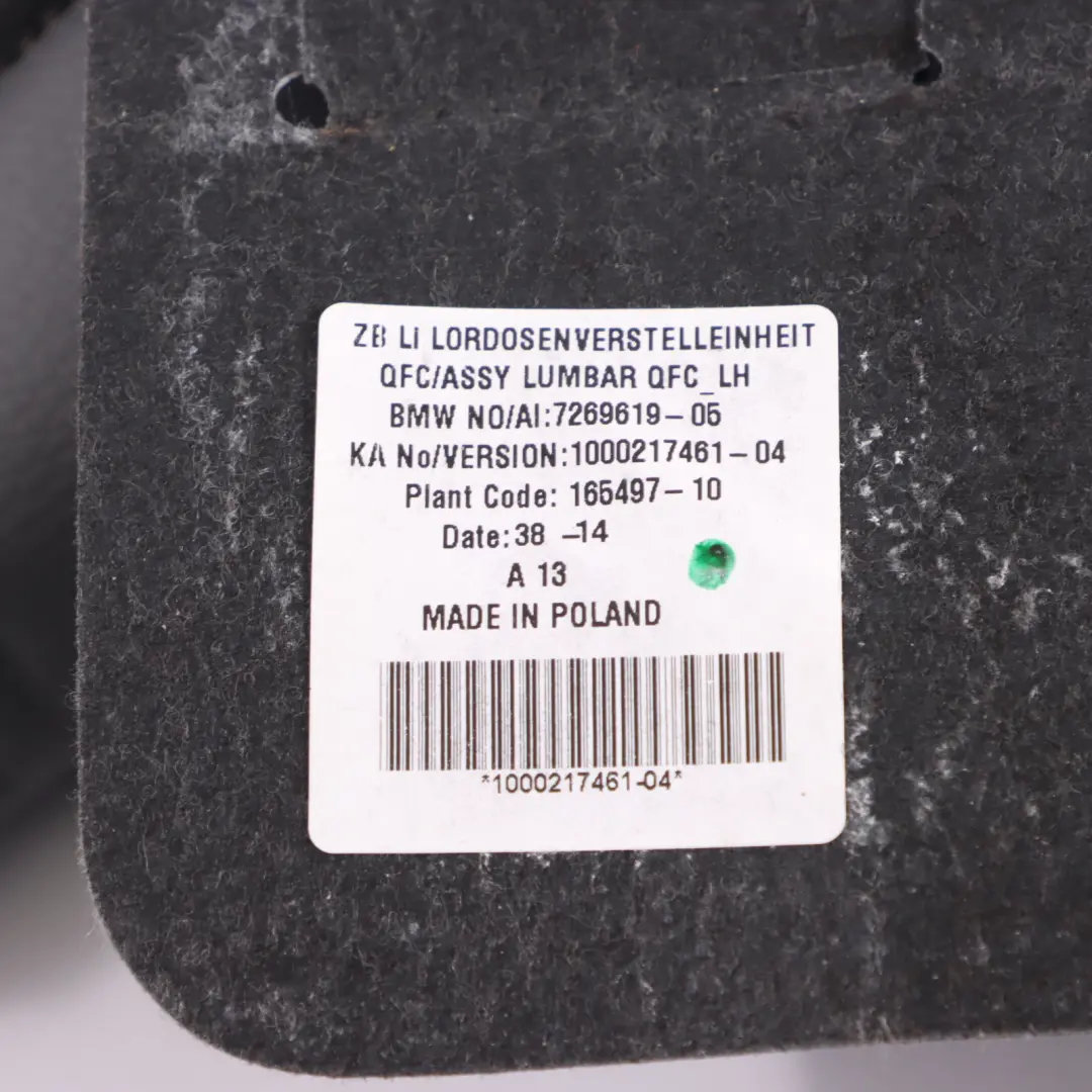 Modulo Bomba BMW F06 F12 F13 Asiento Delantero Lordosis Pad Lumbar para con número de pieza 7269618 Modulo Bomba BMW F06 F12 F13 Asiento Delantero Lordosis Pad Lumbar - SKU 7269618 - Número de pieza 7269618