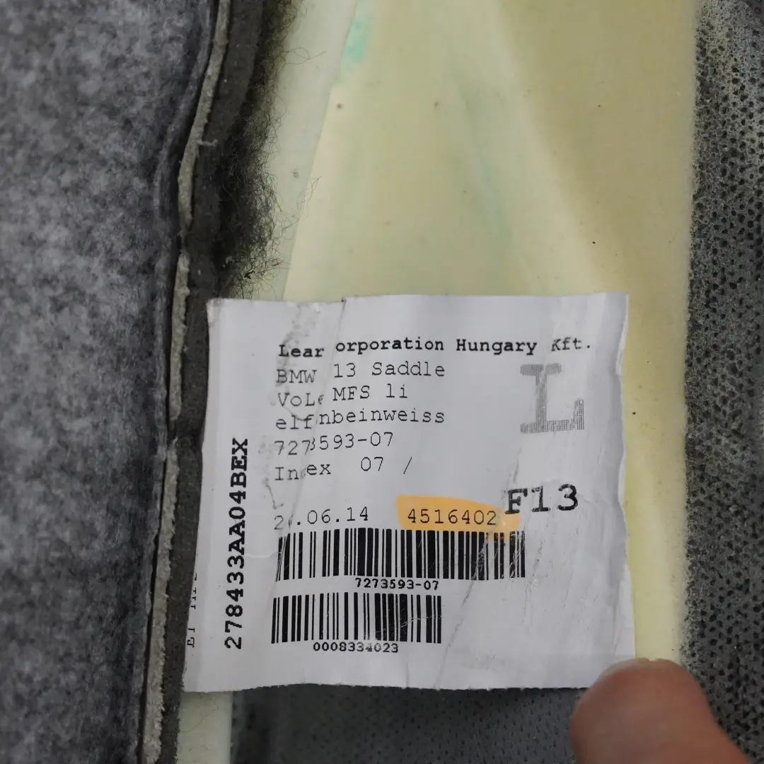 BMW F06 Przednie Oparcie Fotela Podgrzewane Elff Weiss Skórar Lewy - SKU 7280637 - Numer Części 7280637