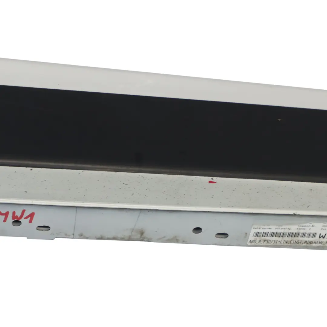 Side Skirt Sill Strip Right O/S Mineralweiss Mineral White - A96 to BMW F30 F31 with Part number 7312752 BMW F30 F31 Side Skirt Sill Strip Right O/S Mineralweiss Mineral White - A96 - SKU 7312752-MW1 - Part number 7312752