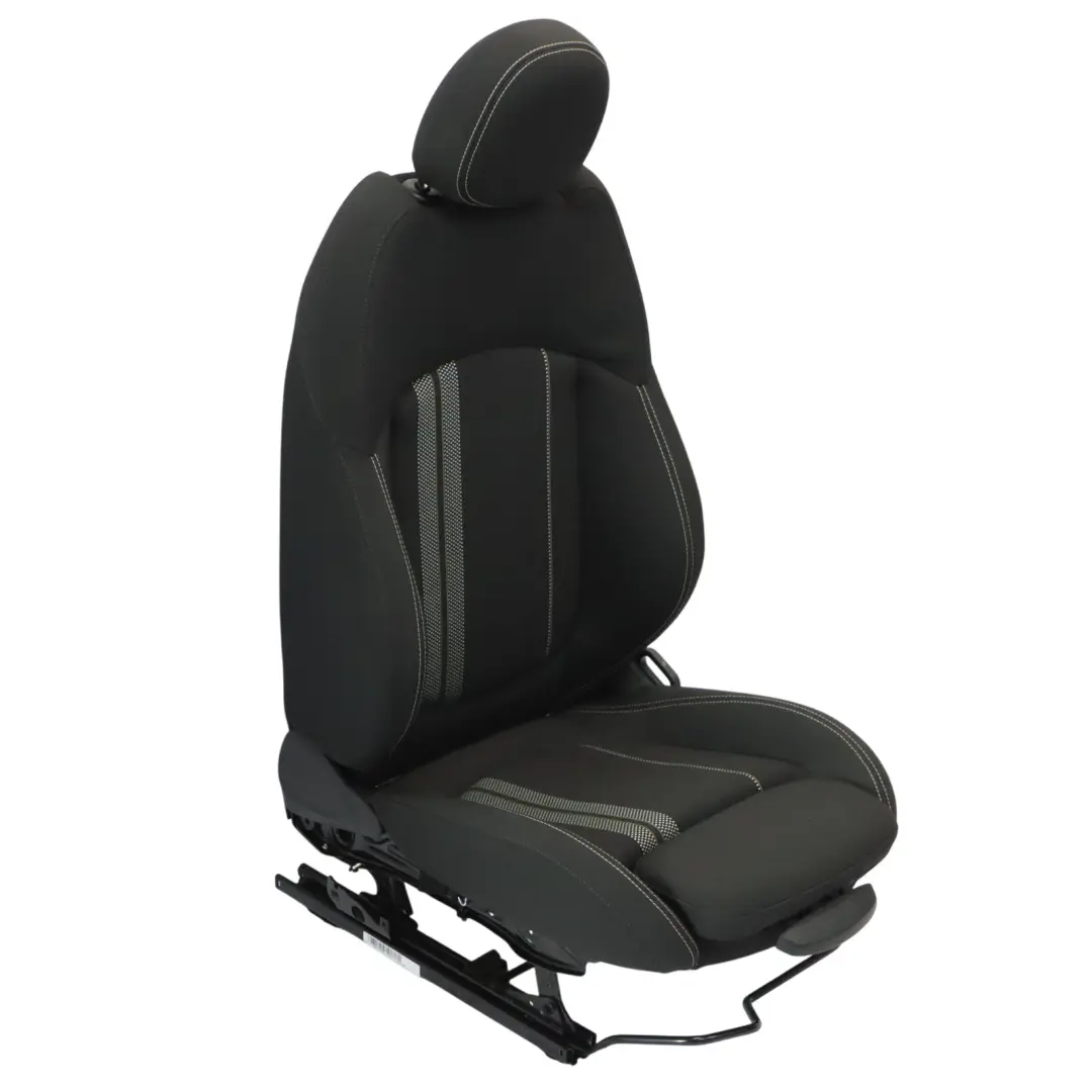 Front Left N/S Heated Fabric Double Stripe Carbon Black to Mini F57 Sport Seat with Part number 7340385 Mini F57 Sport Seat Front Left N/S Heated Fabric Double Stripe Carbon Black - SKU 7340385-1 - Part number 7340385