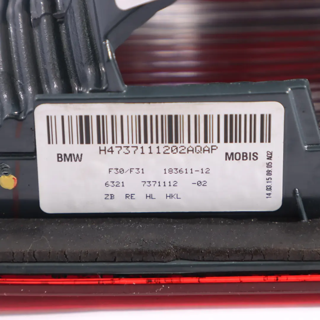 Rear Light BMW F30 F31 F80 M3 Trunk Lid Boot Lamp Right O/S 7371112 - SKU 7372794-1 - Part number 7372794