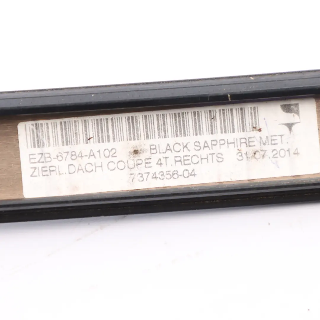 Roof Moulding Right O/S Railing Trim Strip Black Sapphire Metallic - 475 to BMW F36 with Part number 7372800 BMW F36 Roof Moulding Right O/S Railing Trim Strip Black Sapphire Metallic - 475 - SKU 7372800-BS - Part number 7372800