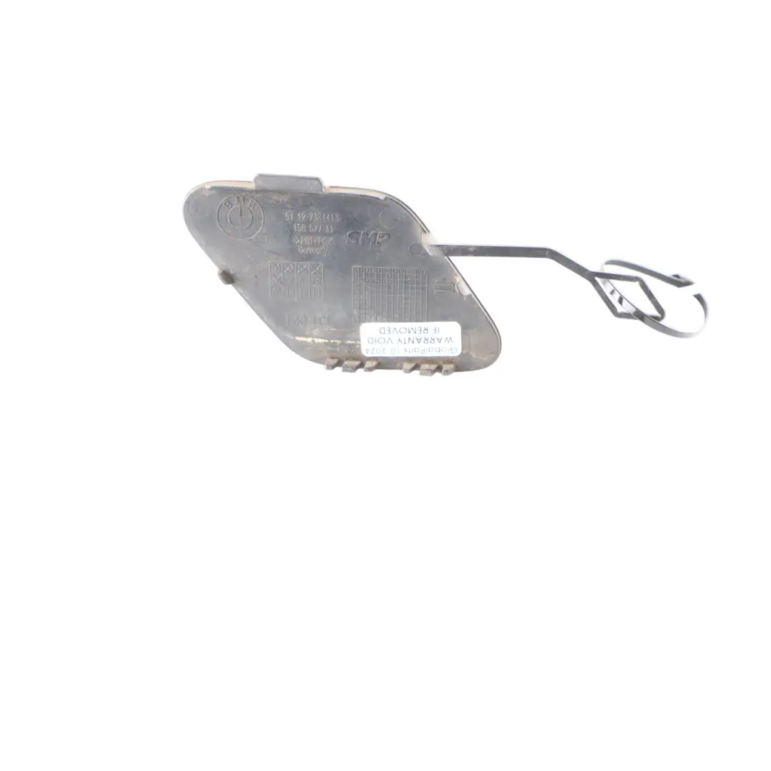 BMW F30 LCI Rear Bumper Towing Tow Hook Eye Cover Black Sapphire 475 - SKU 7384413-BS - Part number 7384413