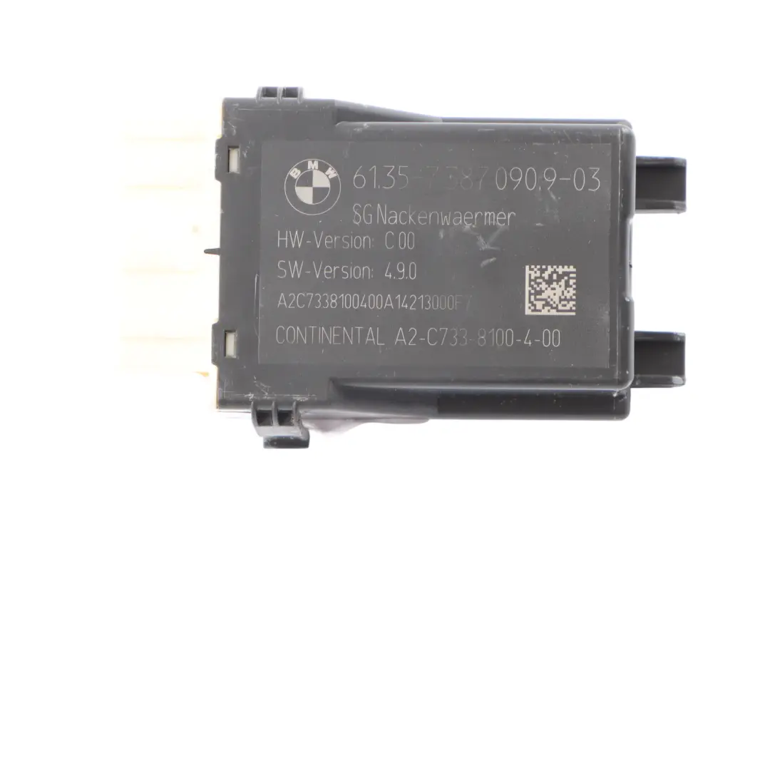 Neck Heater Warmer Control Module Unit ECU to BMW F33 with Part number 7387090 BMW F33 Neck Heater Warmer Control Module Unit ECU - SKU 7387090 - Part number 7387090