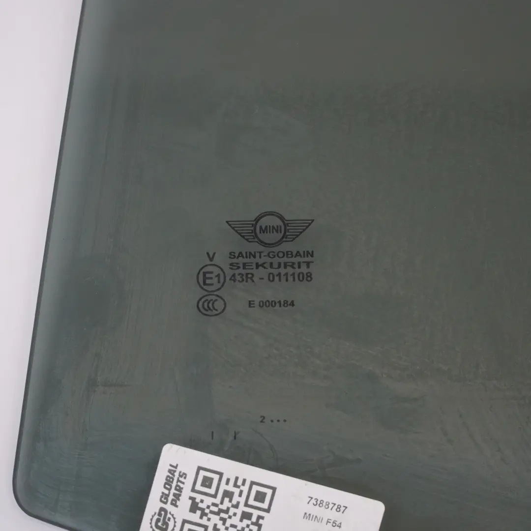 Puerta trasera lateral Vidrio tintado Izquierdo Acristalamiento para Mini F54 con número de pieza 7388787 Mini F54 Puerta trasera lateral Vidrio tintado Izquierdo Acristalamiento - SKU 7388787 - Número de pieza 7388787