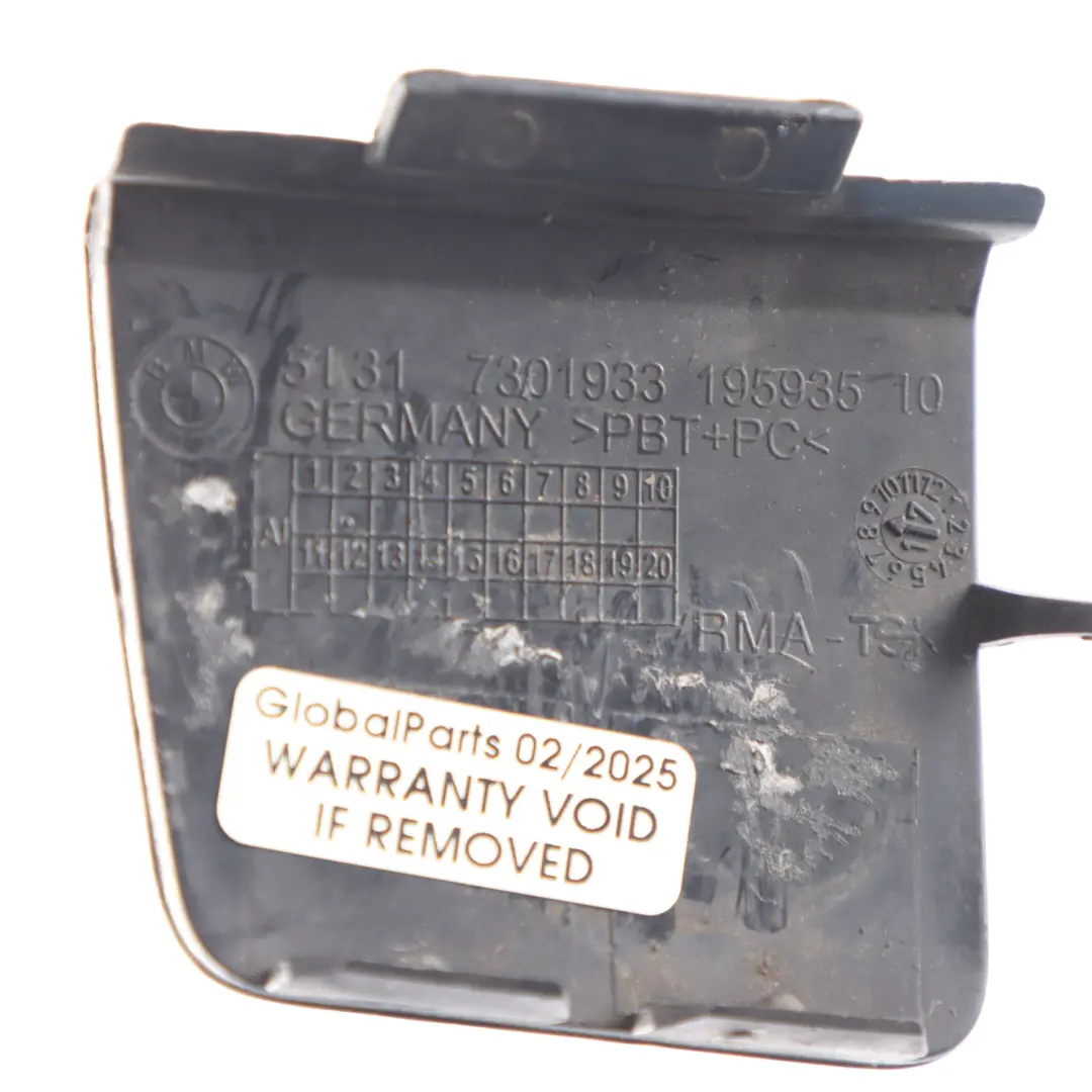 Bumper Flap BMW F45 Cover Towing Eye Black Sapphire Metallic - 475 to Rear with Part number 7393792 Rear Bumper Flap BMW F45 Cover Towing Eye Black Sapphire Metallic - 475 - SKU 7393792-BS - Part number 7393792