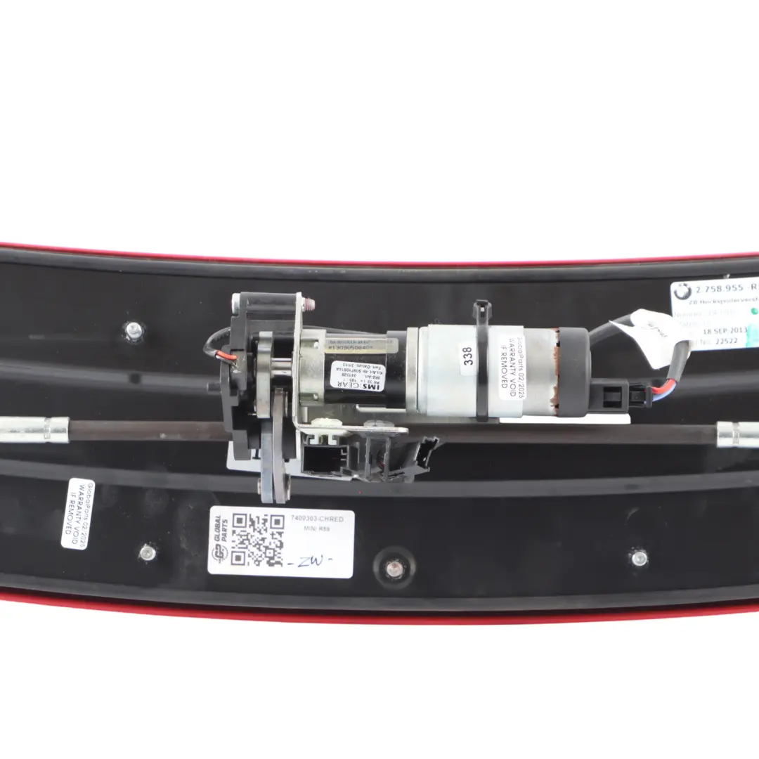 Mini Roadster R59 hinten aktiv elektrisch Spoiler Trim Panel Chili Rot - 851 - SKU 7400303-CHRED - Teilenummer 7400303