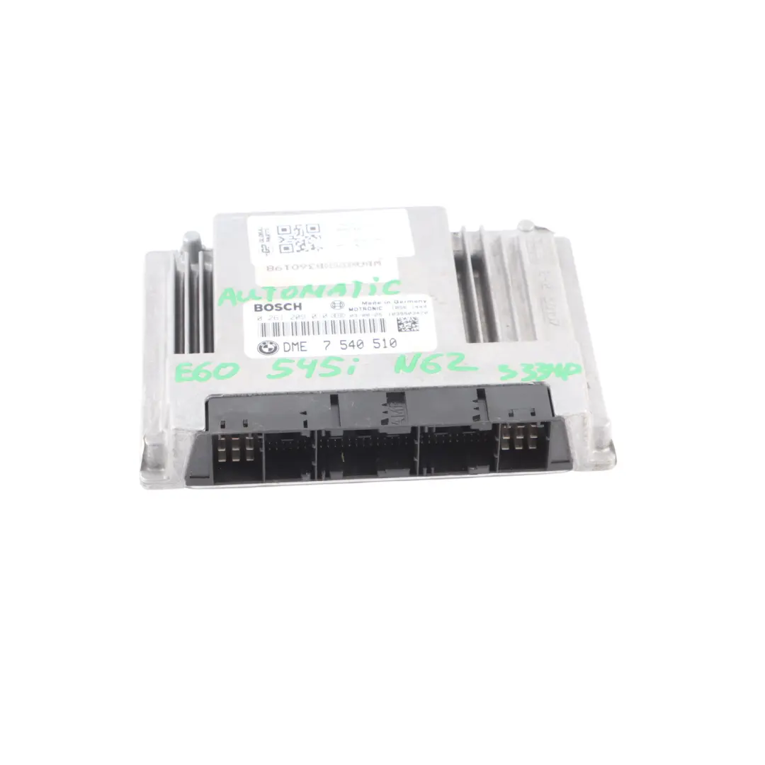 645Ci 333HP N62 Engine Control Unit ECU DME Automatic to BMW E60 E63 545i with Part number 7540510 BMW E60 E63 545i 645Ci 333HP N62 Engine Control Unit ECU DME Automatic - SKU 7540510 - Part number 7540510