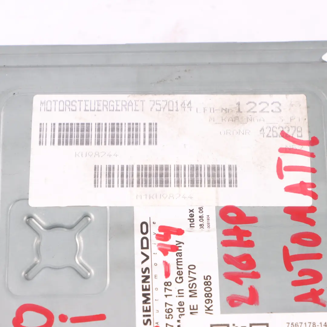 N52 325i 525i 218HP Komputer Silnika ECU DME Zestaw do BMW E60 E90 E91 o numerze 7567178 BMW E60 E90 E91 N52 325i 525i 218HP Komputer Silnika ECU DME Zestaw - SKU 7567178-14 - Numer Części 7567178