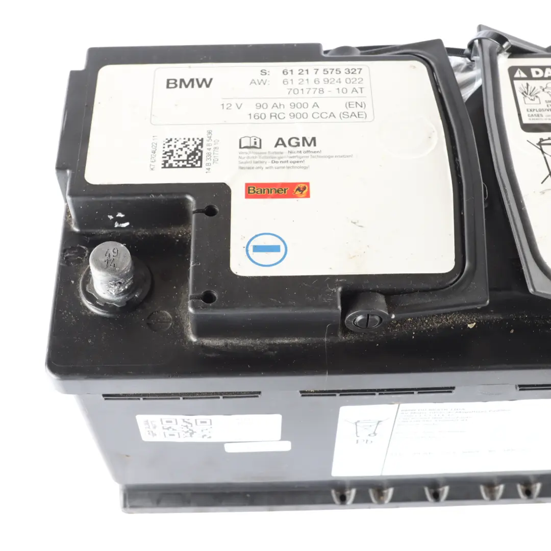 Banner AGM 12V Accumulator Battery 90Ah 900A to BMW with Part number 7575327 BMW Banner AGM 12V Accumulator Battery 90Ah 900A - SKU 7575327 - Part number 7575327