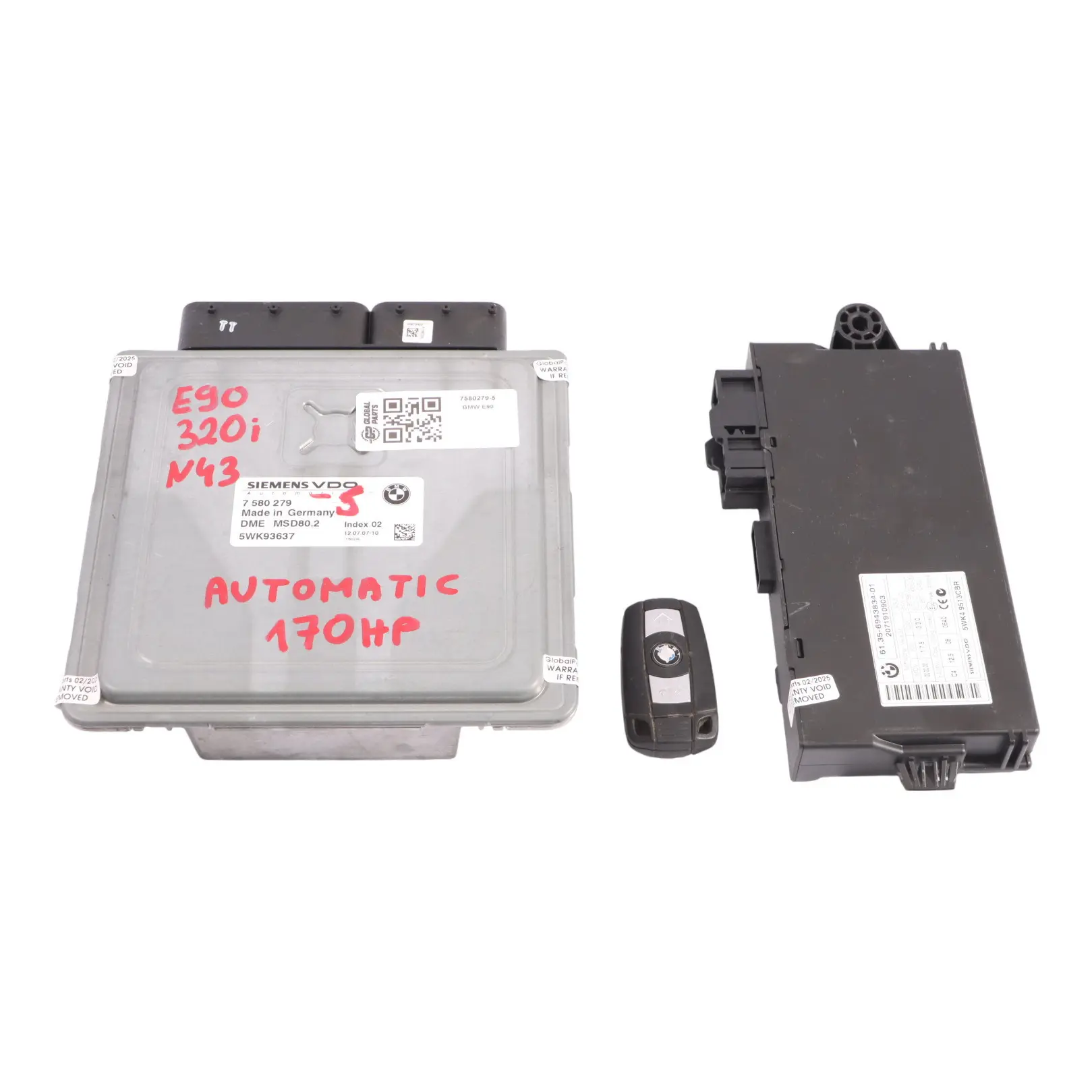 BMW E81 E87 LCI E90 120i 320i N43 170HP ECU Kit DME 7580279 CAS3 Key Automatic