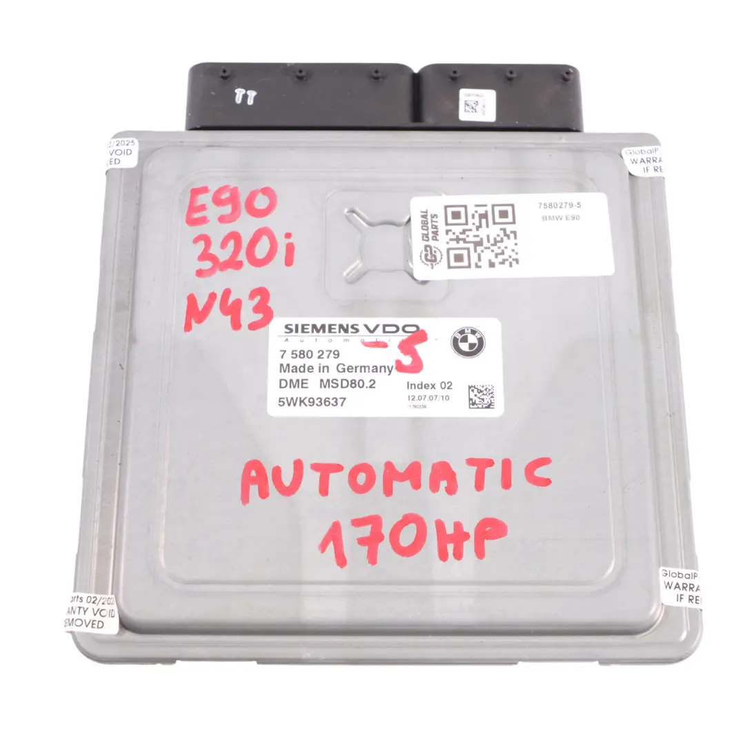 BMW E81 E87 LCI E90 120i 320i N43 170HP ECU Kit DME CAS3 Key Automatic - SKU 7580279-5 - Part number 7580279