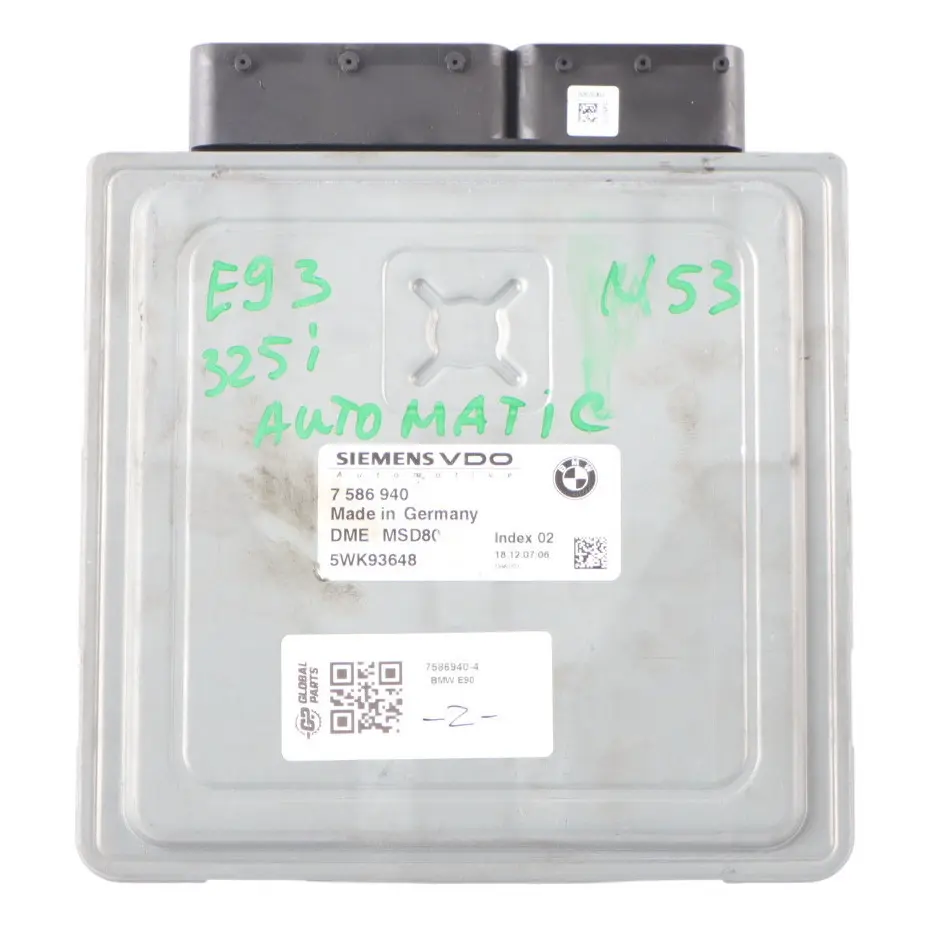 BMW E60 LCI 525i E90 E91 325i N53 Engine Control Unit ECU DME Automatic - SKU 7586940-4 - Part number 7586940