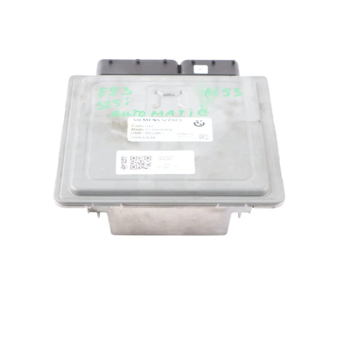 N53 Engine Control Unit ECU DME Automatic to BMW E60 LCI 525i E90 E91 325i with Part number 7586940 BMW E60 LCI 525i E90 E91 325i N53 Engine Control Unit ECU DME Automatic - SKU 7586940-4 - Part number 7586940