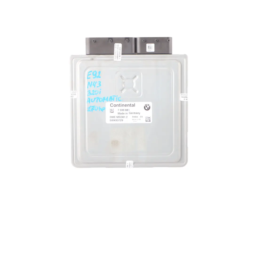 N43 120i 320i 170HP Engine ECU DME Kit CAS3 + Key to BMW E87 LCI E90 E91 with Part number 7599881 BMW E87 LCI E90 E91 N43 120i 320i 170HP Engine ECU DME Kit CAS3 + Key - SKU 7599881-16 - Part number 7599881