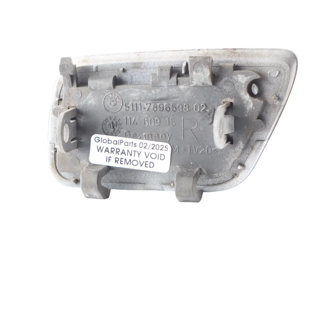 Front Headlight Spray Flap Cover Right O/S Titan Silver 354 to BMW E60 M with Part number 7896598 BMW E60 M Front Headlight Spray Flap Cover Right O/S Titan Silver 354 - SKU 7896598-TS - Part number 7896598