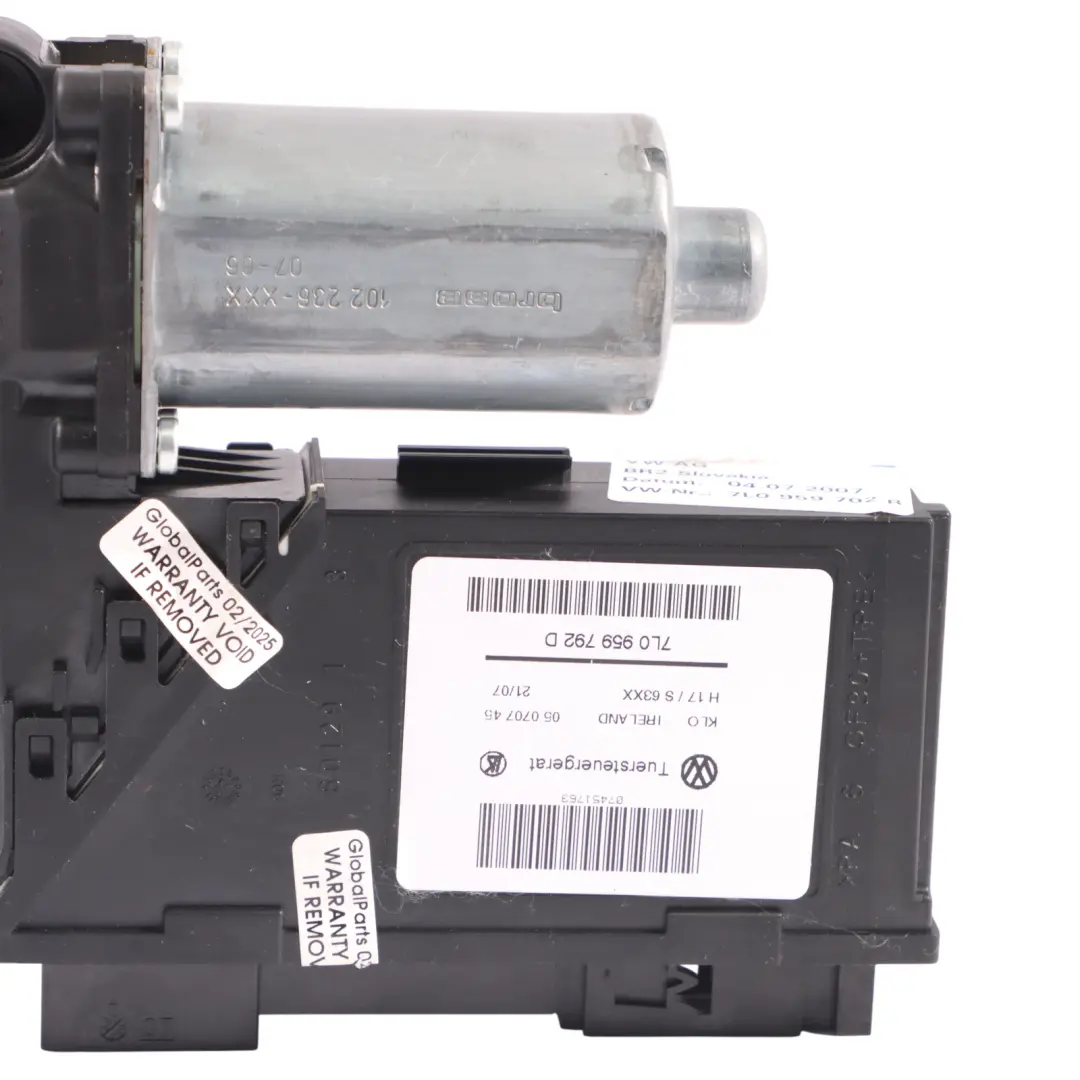 Volkswagen Touareg 7L Motore Regolatore Finestrino Anteriore Sinistro - SKU 7L0959702R - Numero di parte 7L0959702R