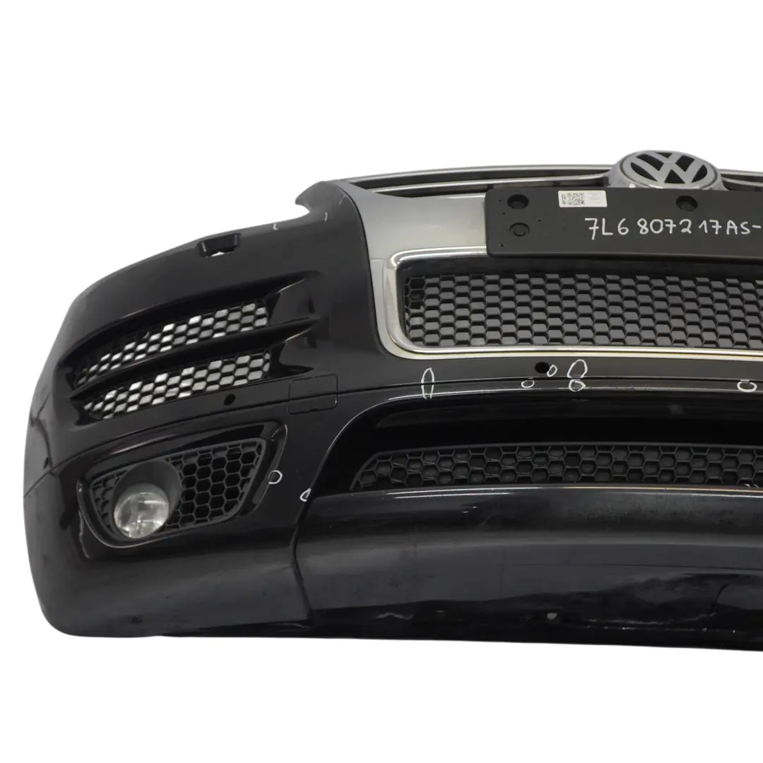 VW Volkswagen Touareg 7L Zderzak Przedni PDC Black Magic Pearl Czarny - C9Z - SKU 7L6807217AS-BLM - Numer Części 7L6807217AS