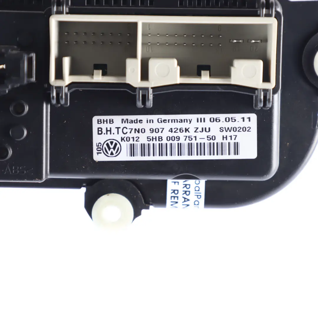 Volkswagen Passat B7 Heater Climate Control A/C Unit Switch Panel - SKU 7N0907426BT - Part number 7N0907426BT