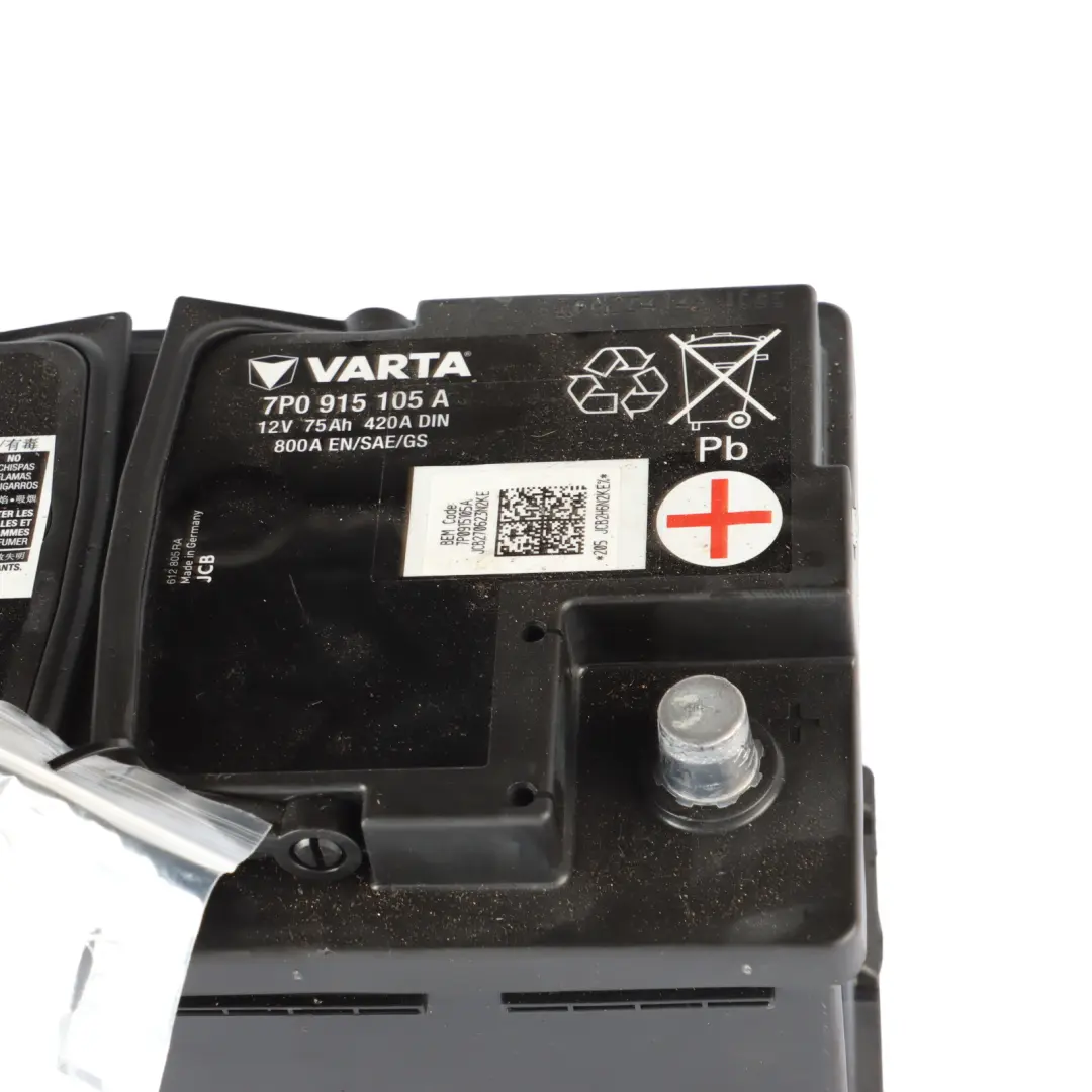 Varta Car Battery AGM 12V 75Ah 800A to Audi Volkswagen with Part number 7P0915105A Audi Volkswagen Varta Car Battery AGM 12V 75Ah 800A - SKU 7P0915105A - Part number 7P0915105A