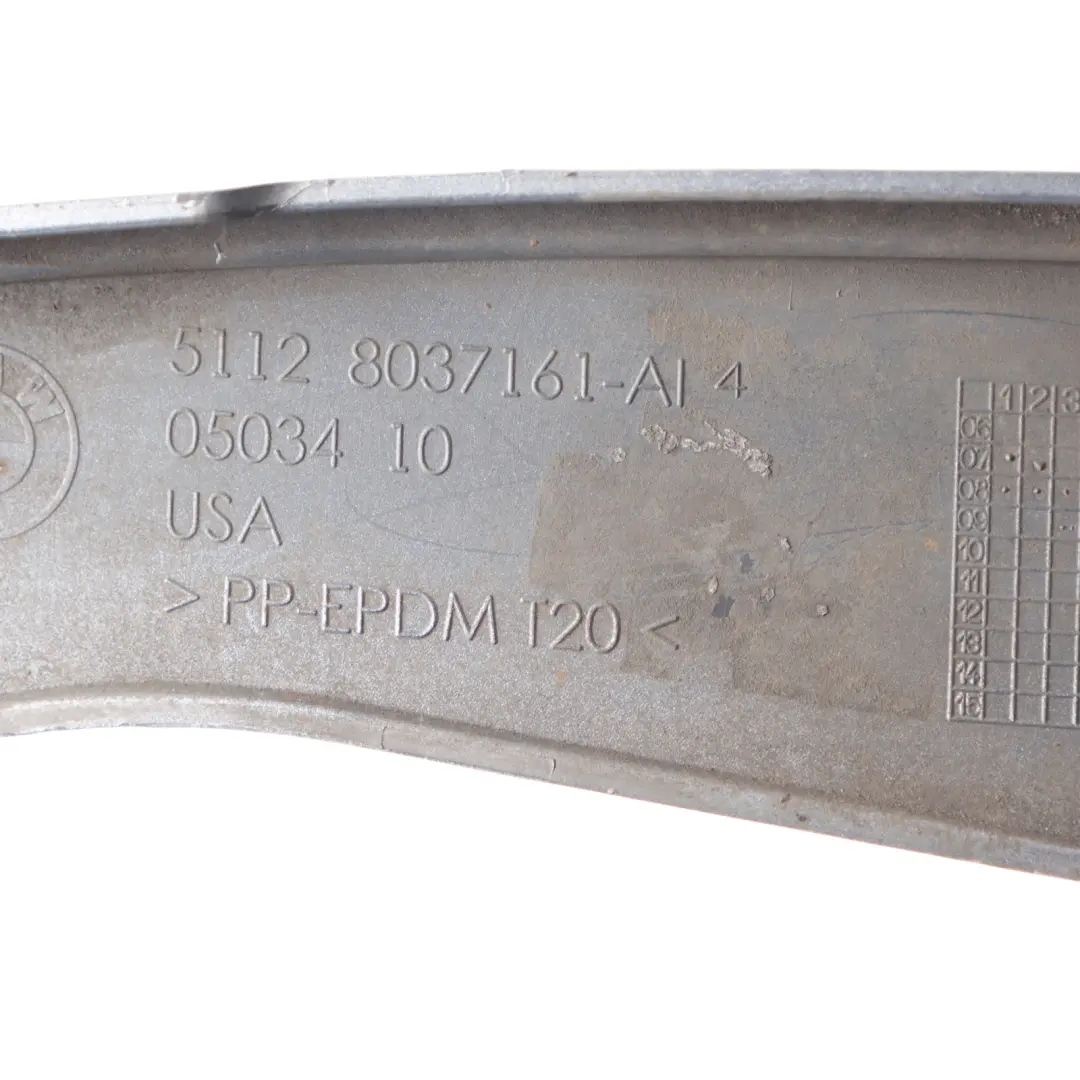 Arch Bumper Splash Shield Left N/S Spacegrau Grey A52 8037161 to BMW E70 LCI Wheel with Part number 8037283 BMW E70 LCI Wheel Arch Bumper Splash Shield Left N/S Spacegrau Grey A52 8037161 - SKU 8037283-SCG - Part number 8037283