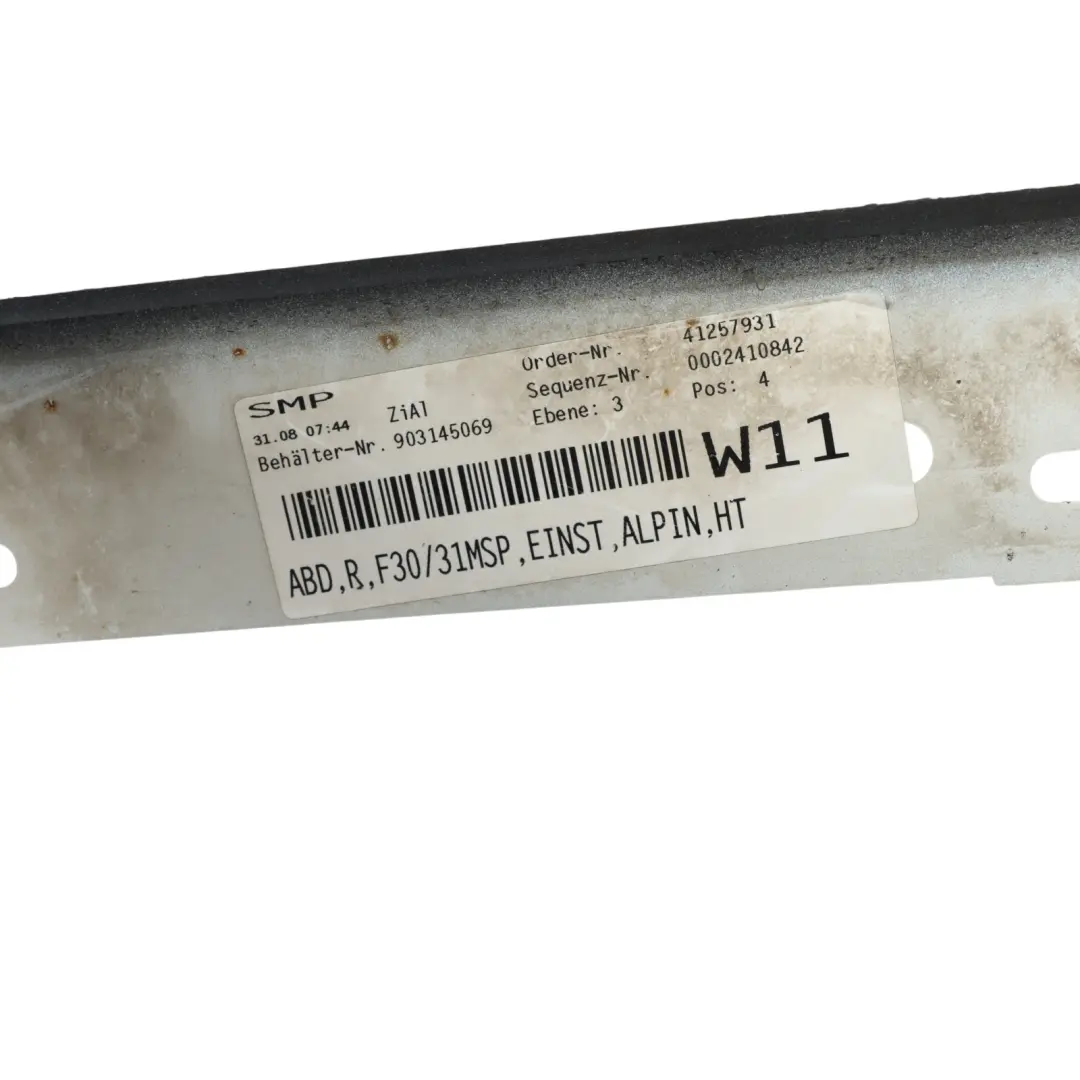 Side Skirt Sill Strip Right O/S Glacier Silver Metallic A83 to BMW F30 F31 M Sport with Part number 8056580 BMW F30 F31 M Sport Side Skirt Sill Strip Right O/S Glacier Silver Metallic A83 - SKU 8056580-AW1 - Part number 8056580