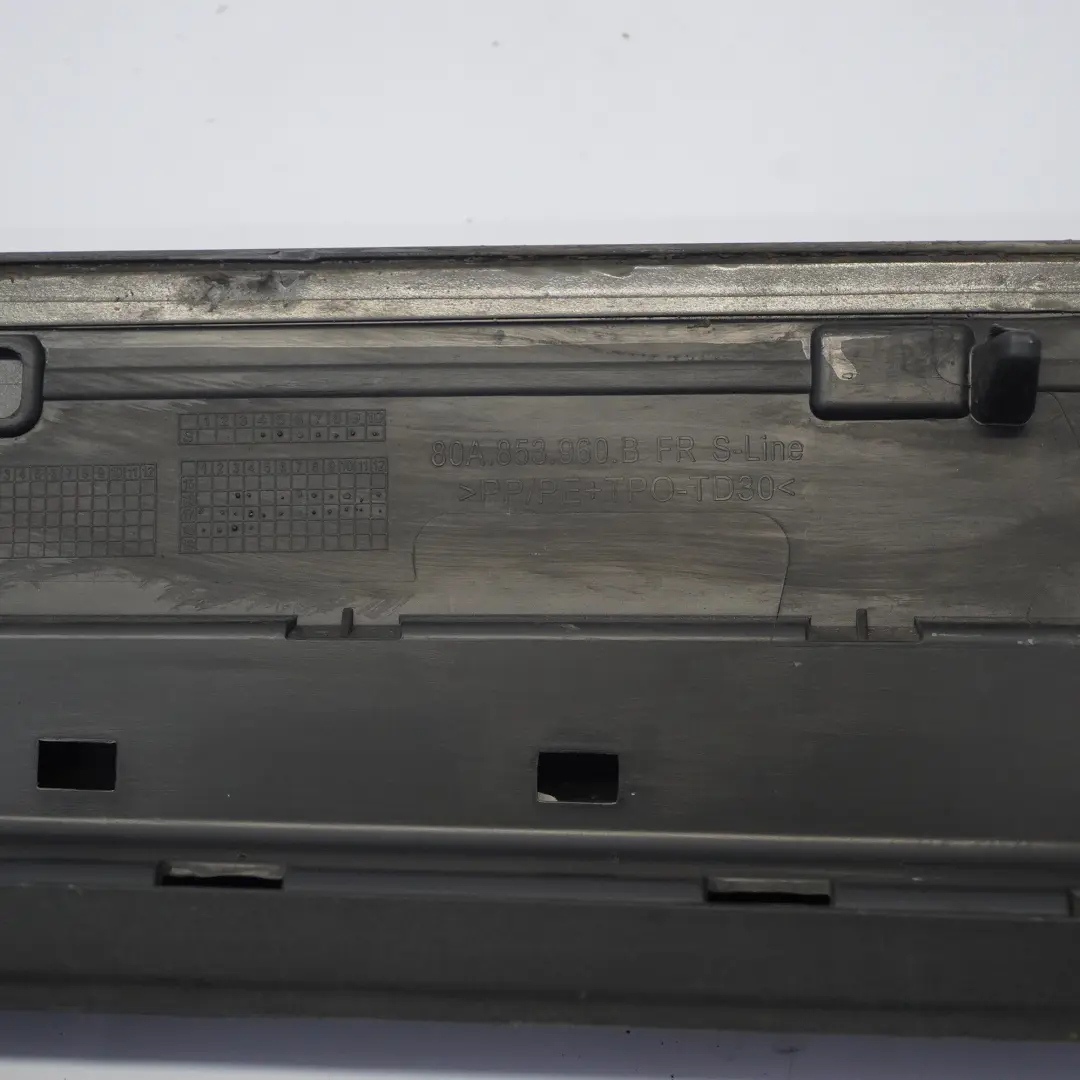 Front Door Strip Moulding Right O/S Daytona Grey Pearl Z7S to Audi Q5 FY with Part number 80A853960B Audi Q5 FY Front Door Strip Moulding Right O/S Daytona Grey Pearl Z7S - SKU 80A853960B-DGR - Part number 80A853960B