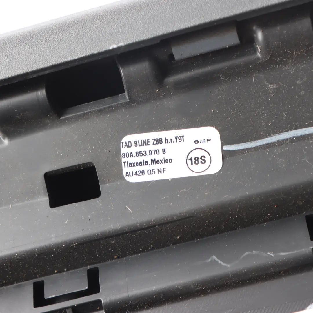 Door Trim Moulding Strip Panel Rear Right O/S Mythical Black - Y9T to Audi Q5 FY with Part number 80A853970B Audi Q5 FY Door Trim Moulding Strip Panel Rear Right O/S Mythical Black - Y9T - SKU 80A853970B-MYB - Part number 80A853970B