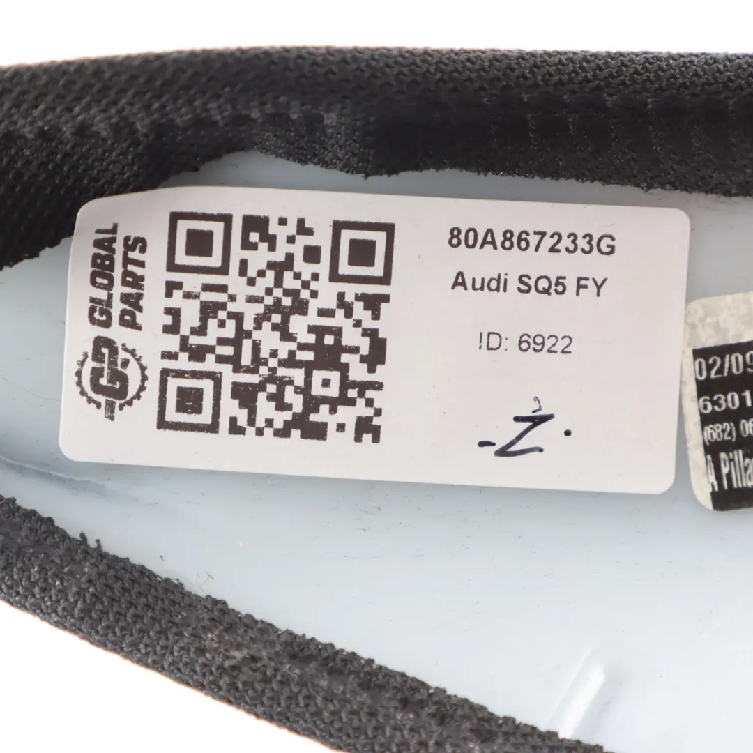 Front A Pillar Column Interior Trim Cover Panel Left N/S to Audi Q5 FY with Part number 80A867233G Audi Q5 FY Front A Pillar Column Interior Trim Cover Panel Left N/S - SKU 80A867233G - Part number 80A867233G