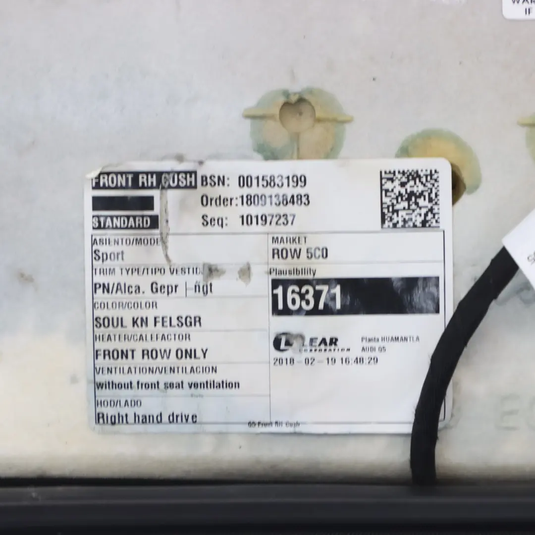 Siedzisko Fotela Prawy Lewy Przód Czarny do Audi Q5 FY o numerze 80A881361E Audi Q5 FY Siedzisko Fotela Prawy Lewy Przód Czarny - SKU 80A881361E - Numer Części 80A881361E