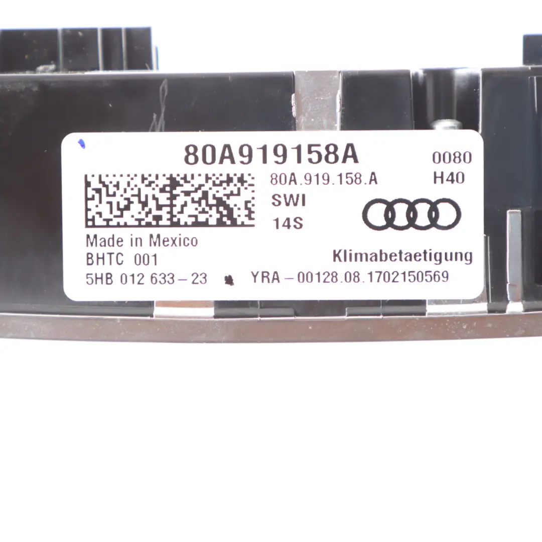 Dashboard A/C Heater Climate Control Panel Heater Seat to Audi SQ5 with Part number 80A919158A Audi SQ5 Dashboard A/C Heater Climate Control Panel Heater Seat - SKU 80A919158A - Part number 80A919158A