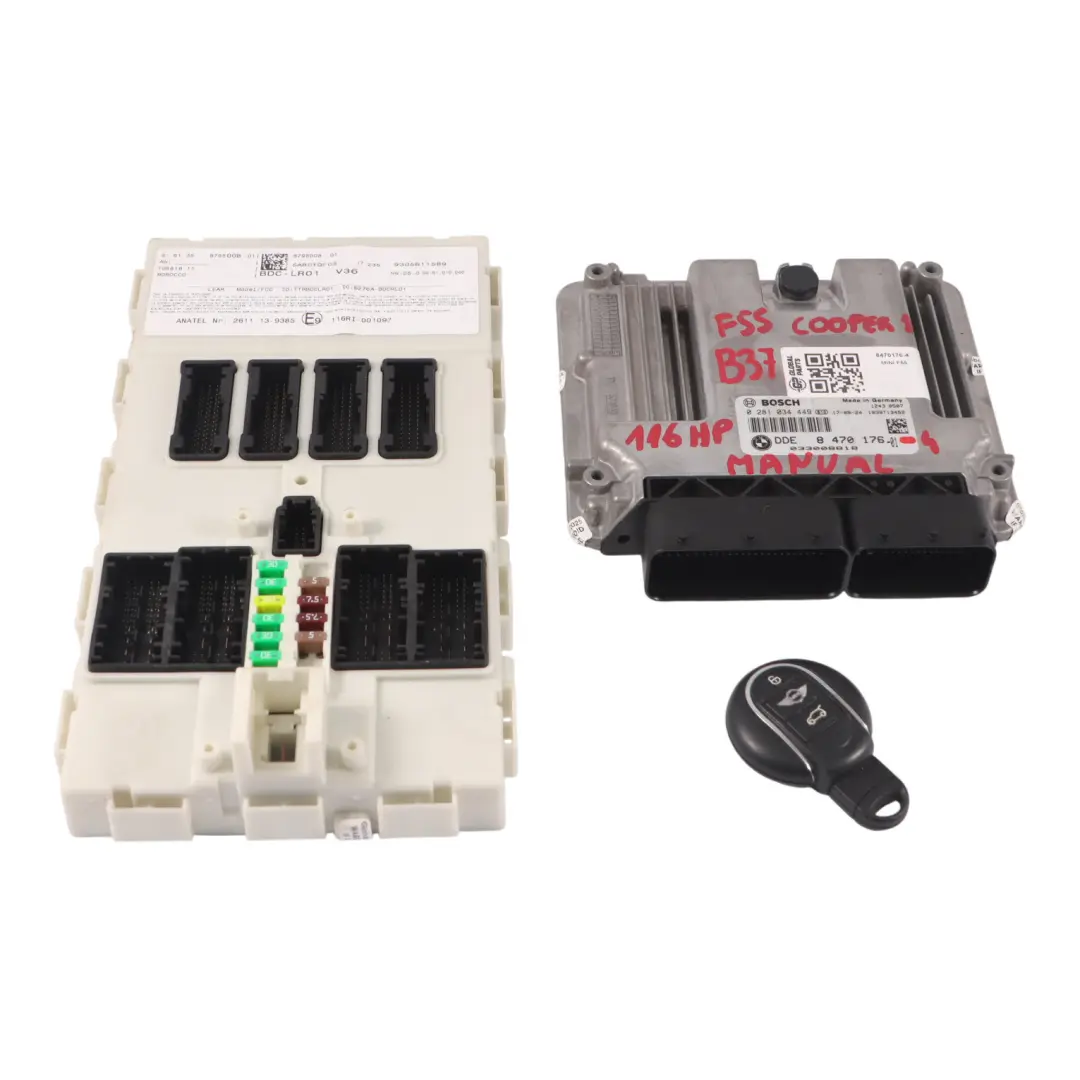 Mini Cooper D F55 F56 B37 1.5 116HP Motor ECU Kit DME BDC + Schlüssel - SKU 8470176-4 - Teilenummer 8470176