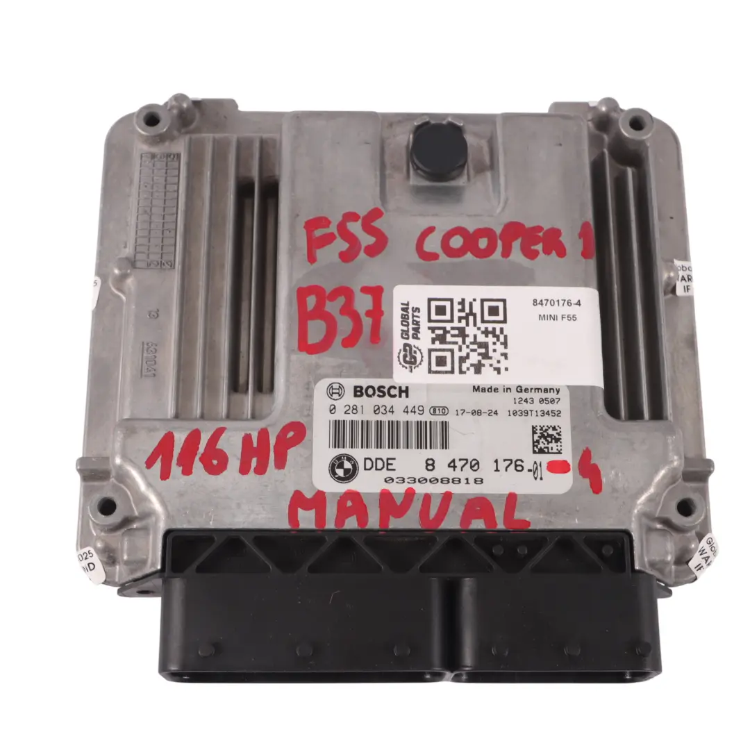 B37 1.5 116HP Kit ECU Moteur DME BDC + Clé Manuel pour Mini Cooper D F55 F56 à propos du numéro de pièce 8470176 Mini Cooper D F55 F56 B37 1.5 116HP Kit ECU Moteur DME BDC + Clé Manuel - SKU 8470176-4 - Numéro de pièce 8470176