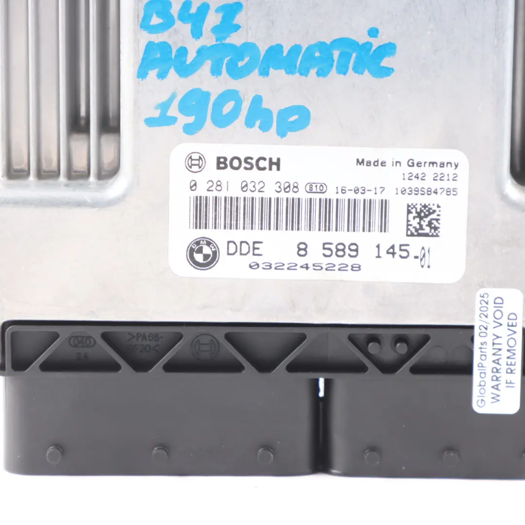BMW F20 120d F30 LCI 320d B47 190HP Kit ECU Motor DDE Llave FEM - SKU 8589145-12 - Número de pieza 8589145
