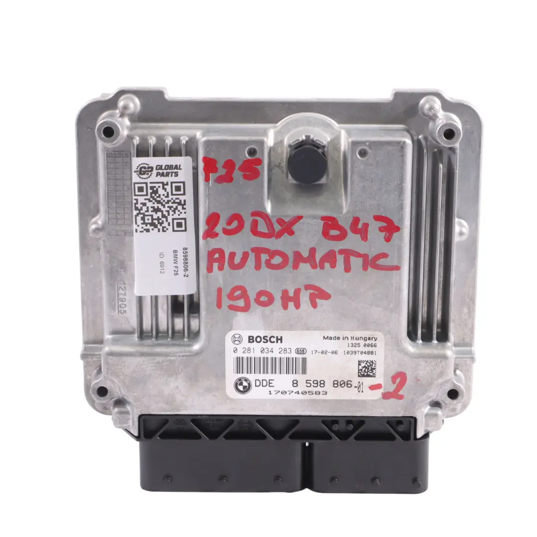 BMW X3 F25 20Dx Diesel B47 190HP Engine Module ECU Kit DDE Key CAS4 - SKU 8598806-2 - Numéro de pièce 8598806