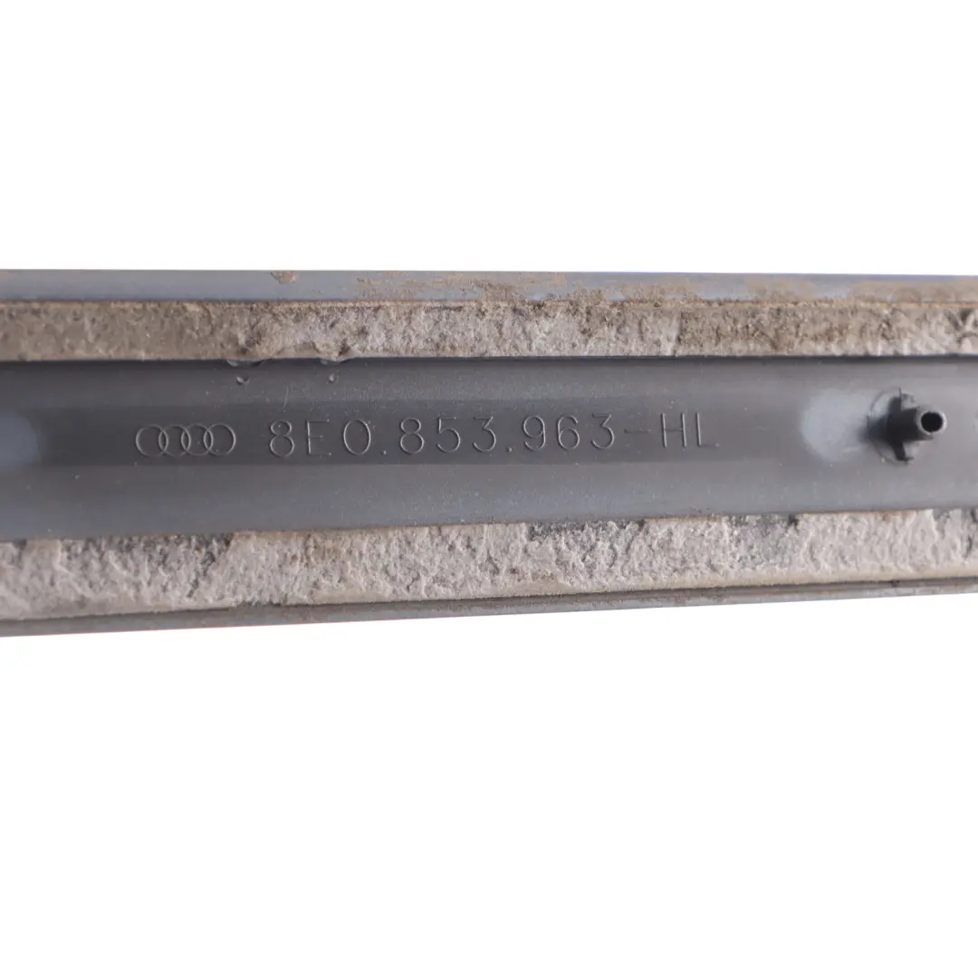 Door Strip S line Moulding Left N/S Dolphin Grey X7Z to Audi A4 B7 Rear with Part number 8E0853963 Audi A4 B7 Rear Door Strip S line Moulding Left N/S Dolphin Grey X7Z - SKU 8E0853963-DGM - Part number 8E0853963