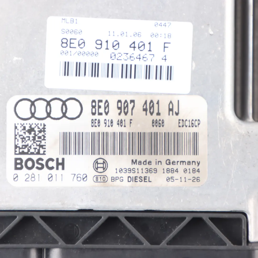 Audi A4 B7 3.0 TDI BKN 204HP Quattro Engine Automatic Key + Ignition - SKU 8E0907401AJ-1 - Part number 8E0907401AJ