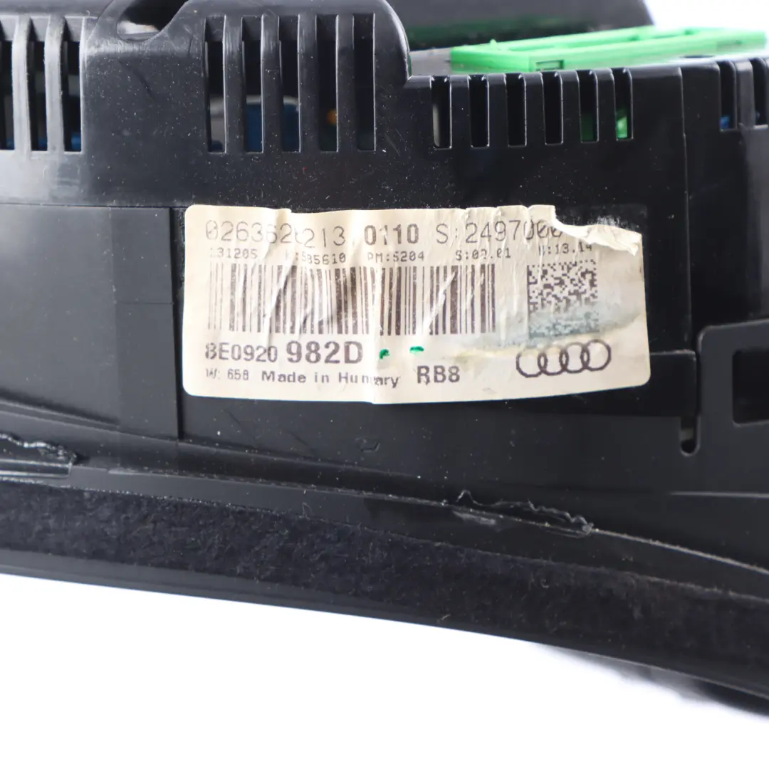 Instrument Cluster Speedometer Clocks Automatic to Audi A4 B7 Diesel with Part number 8E0920982D Audi A4 B7 Diesel Instrument Cluster Speedometer Clocks Automatic - SKU 8E0920982D - Part number 8E0920982D